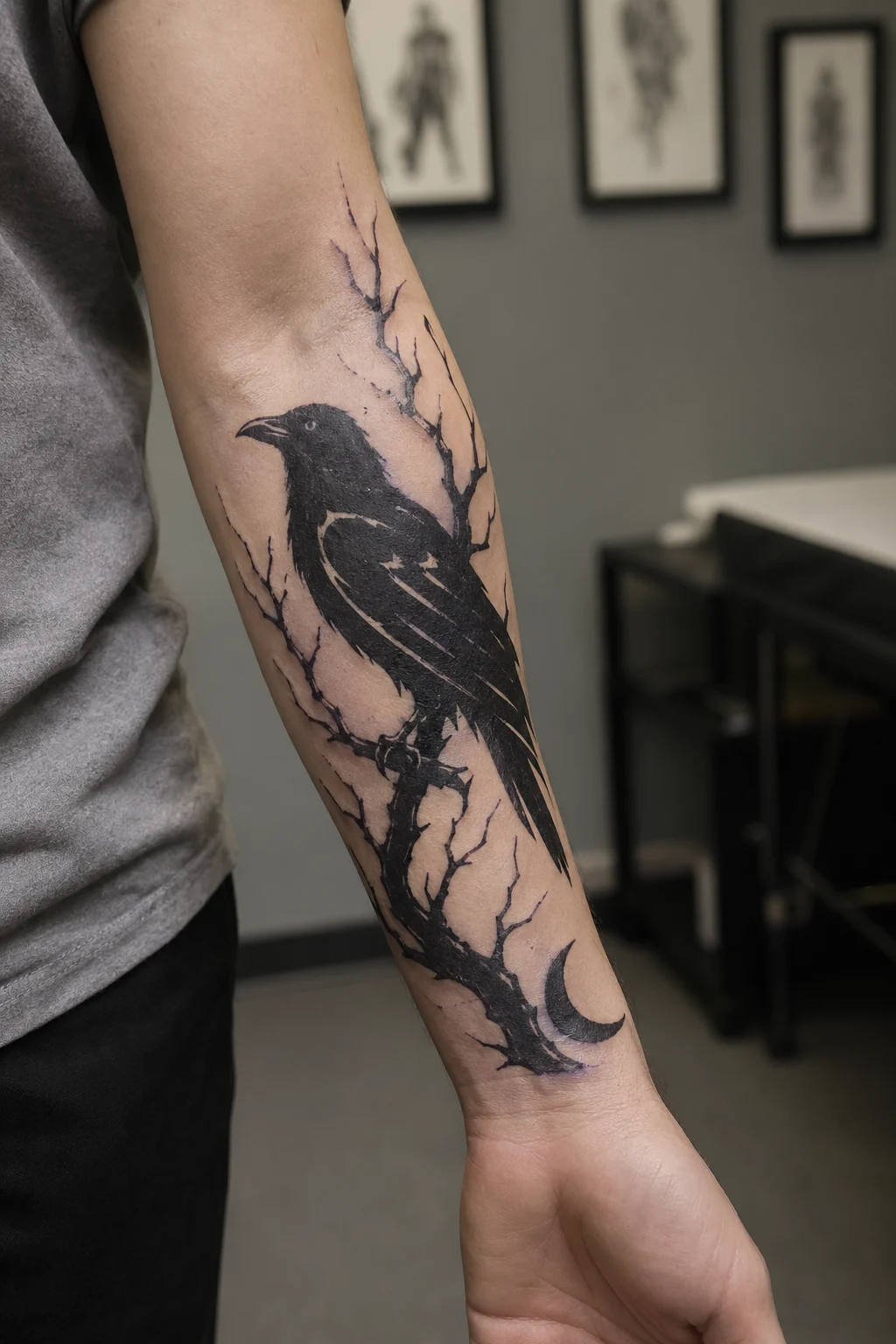 Blackwork tattoo on a forearm