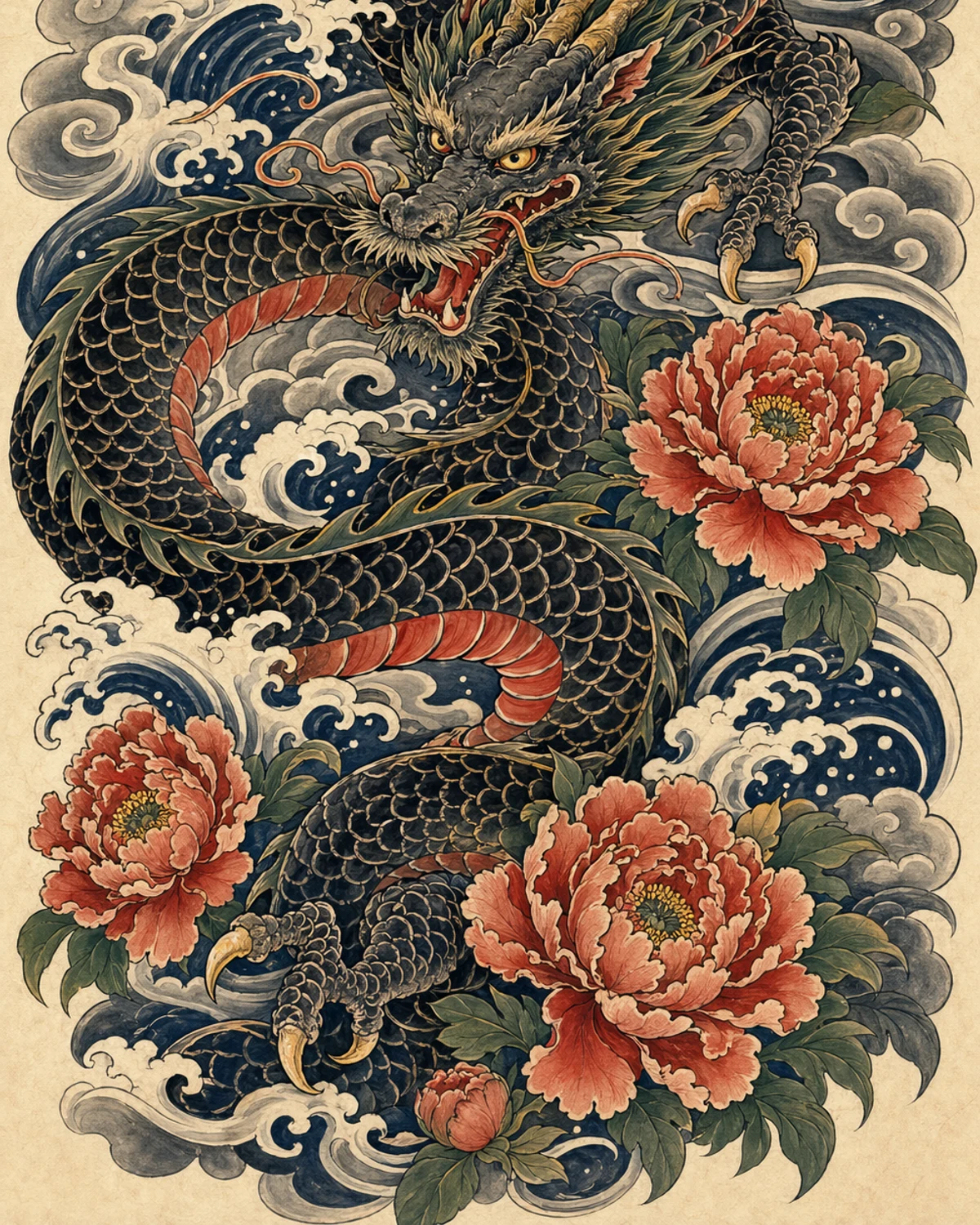 Japanese irezumi dragon tattoo