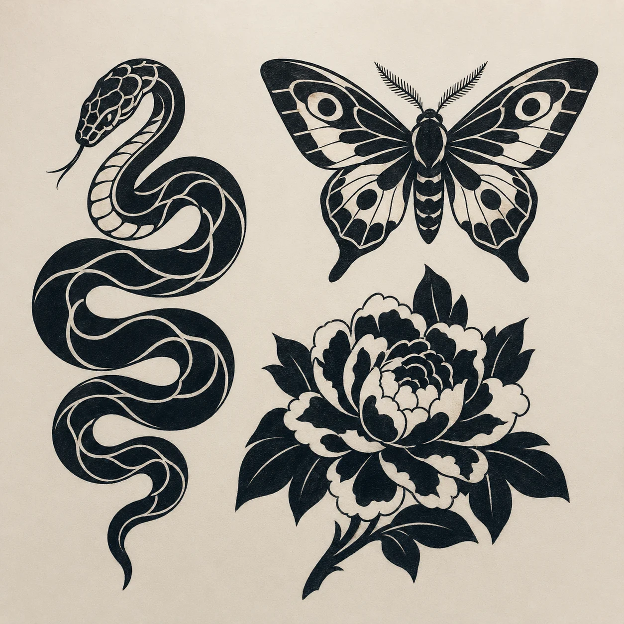 Negative-space blackwork tattoo