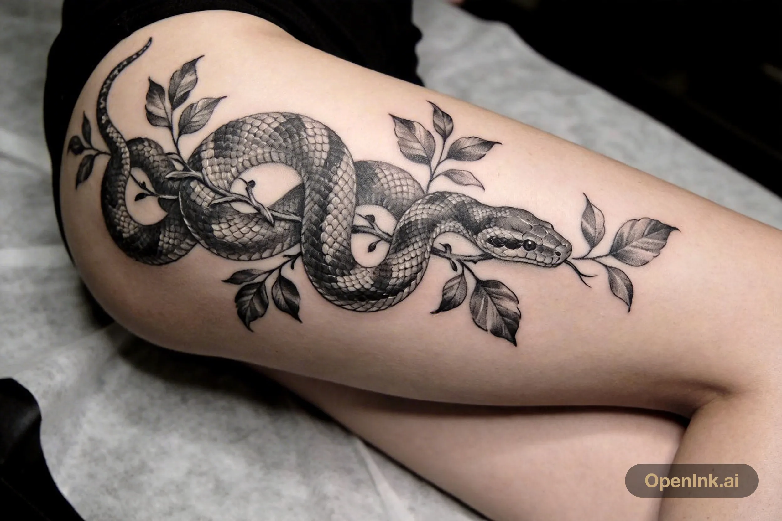Snake and vine wrap tattoo