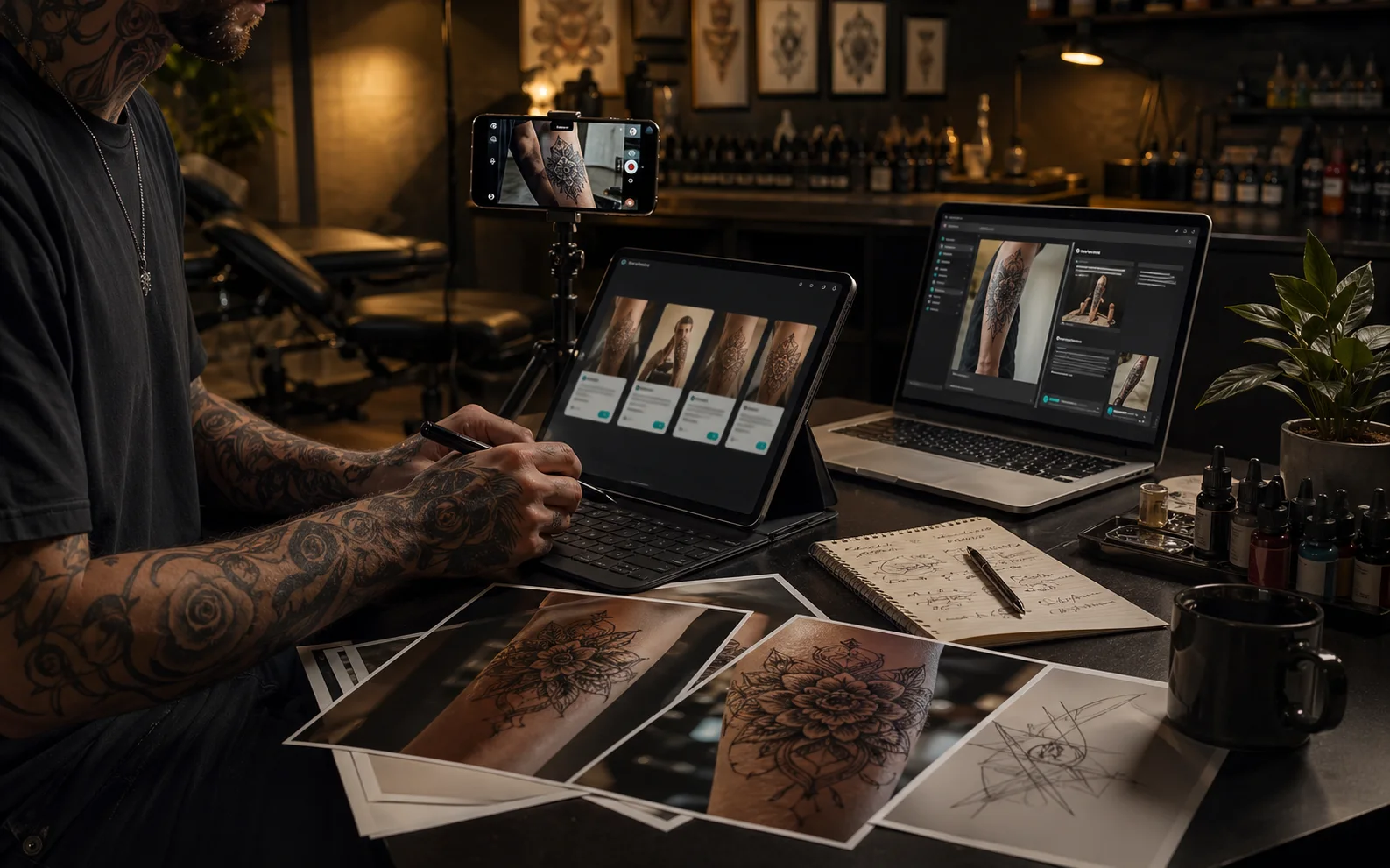 A completed tattoo project with its archived materials